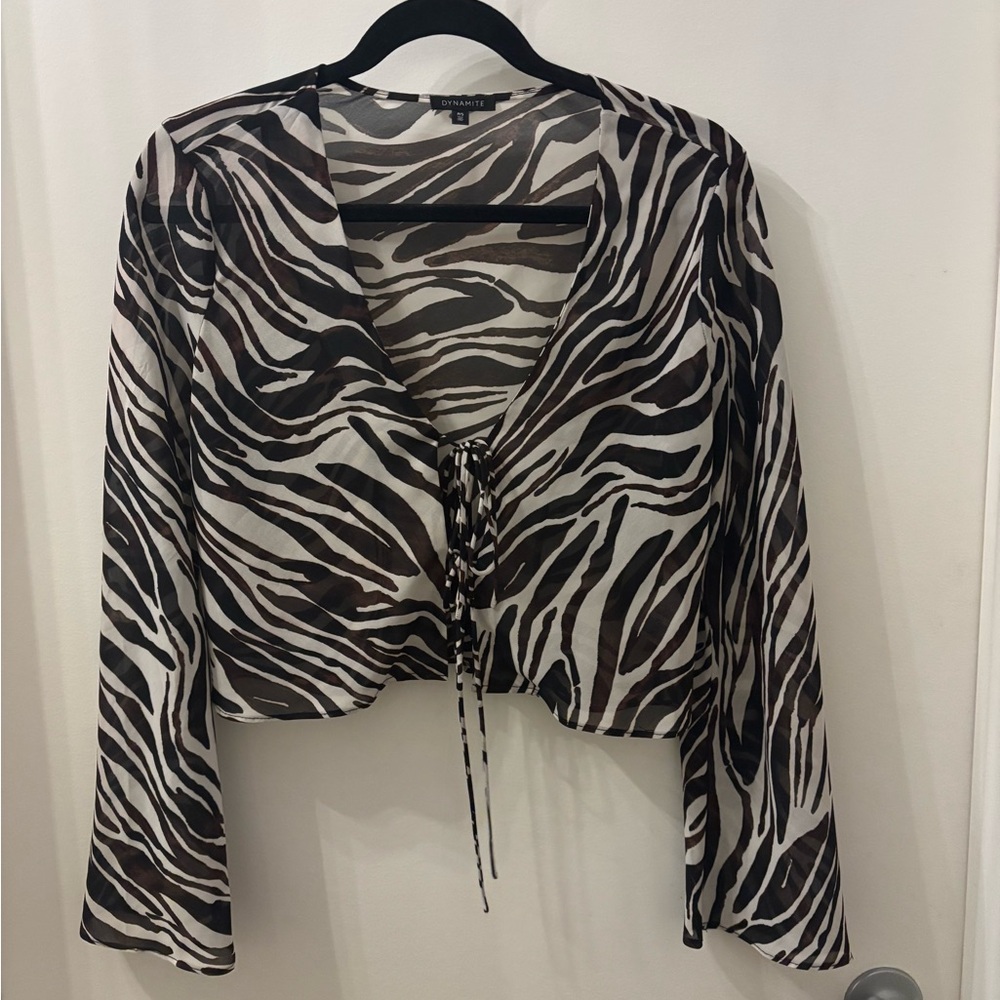 Dynamite Brown and White zebra Print Blouse